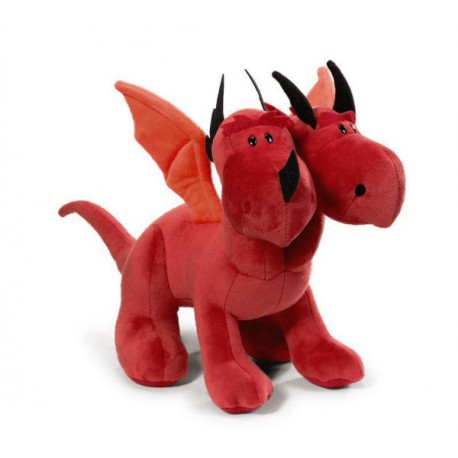 Dragón doble cabeza rojo 50cm parado